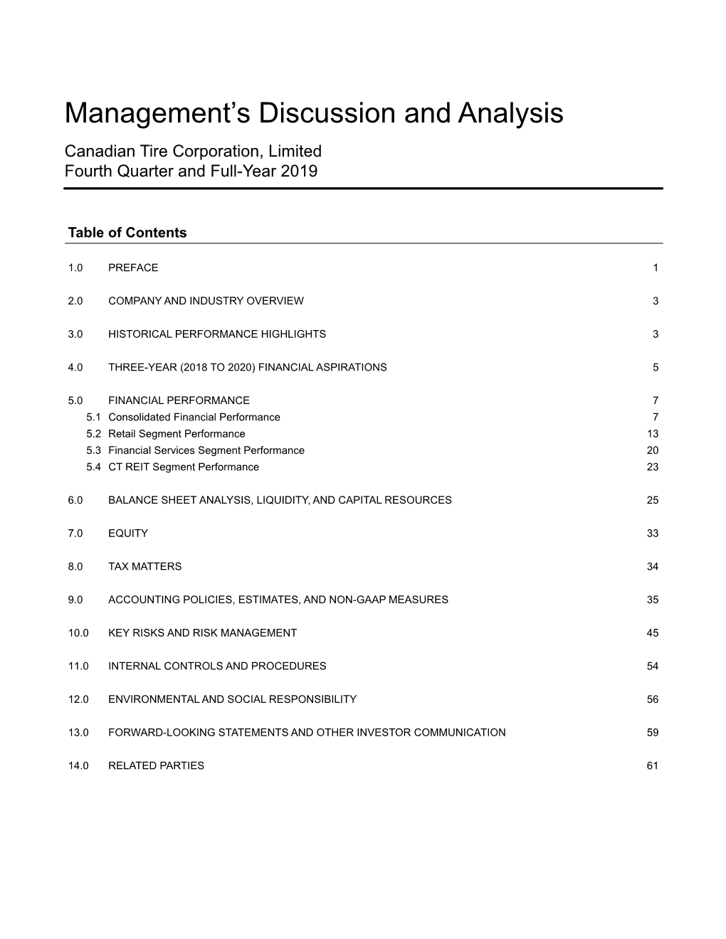 Management's Discussion and Analysis