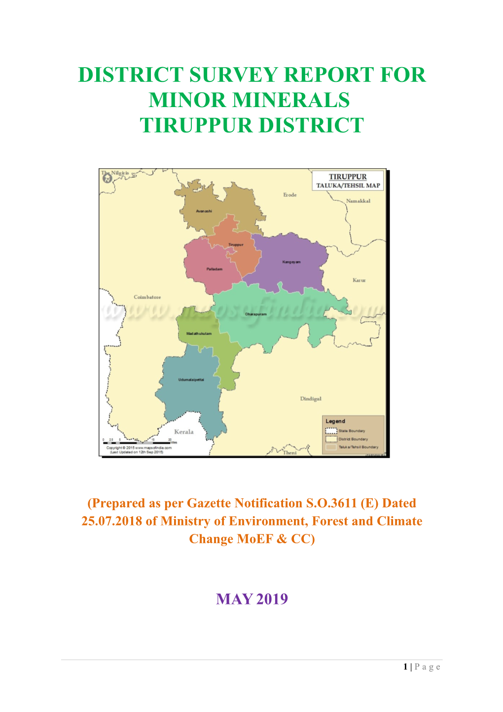 District Survey Report for Minor Minerals Tiruppur District