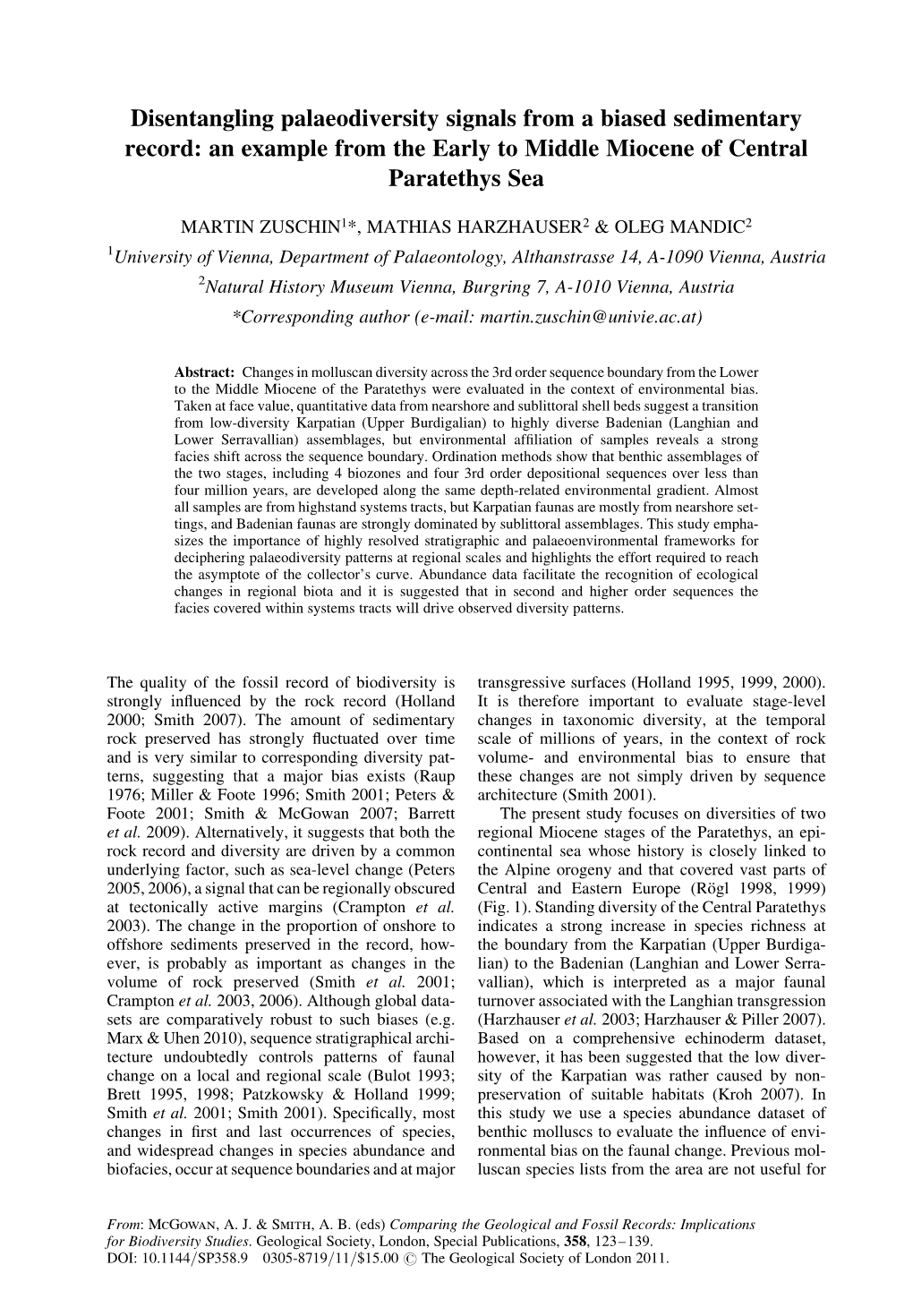 An Example from the Early to Middle Miocene of Central Paratethys Sea