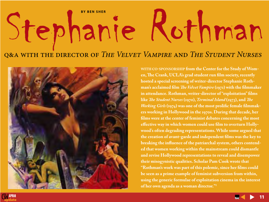Q & a with Stephanie Rothman