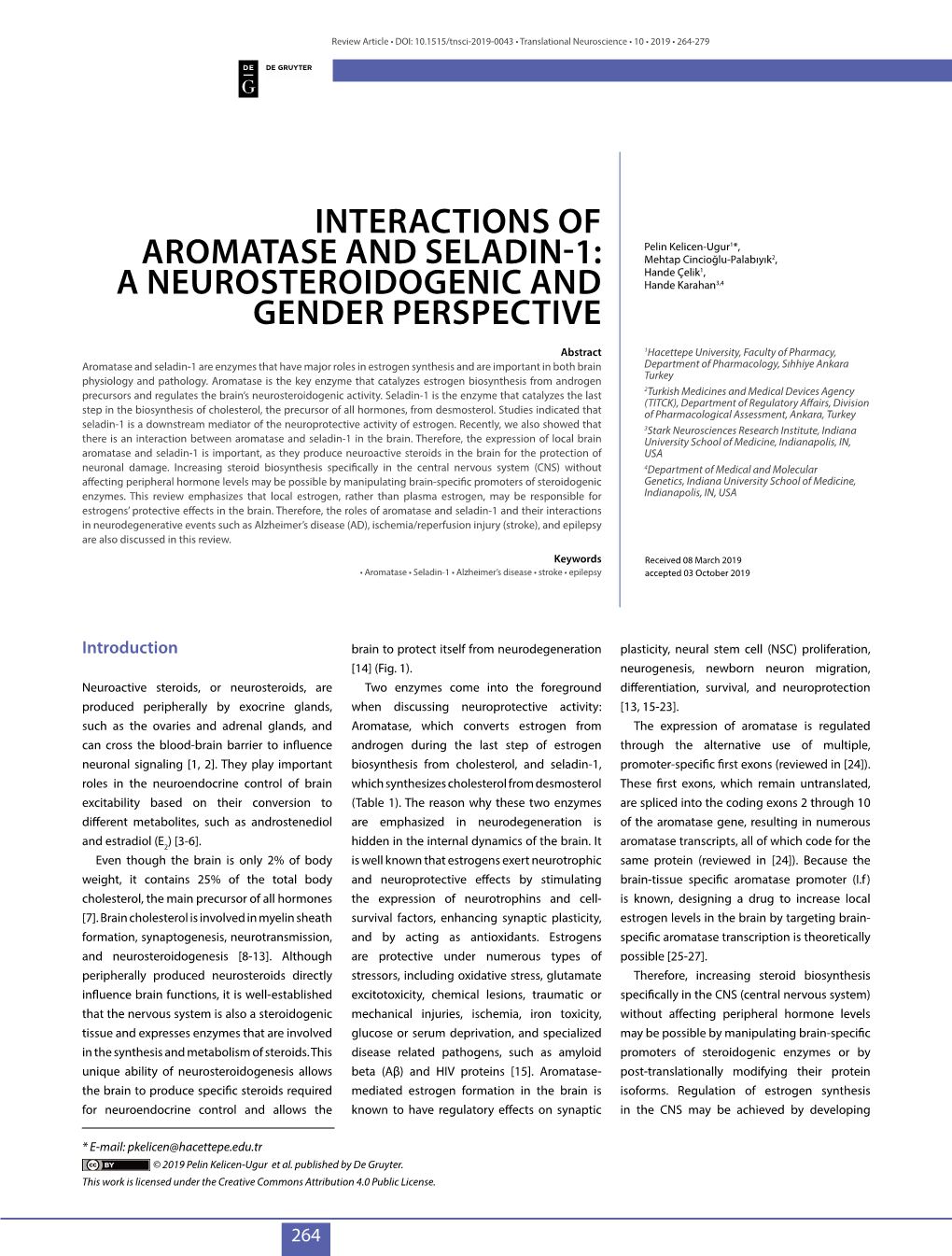 Interactions of Aromatase and Seladin-1