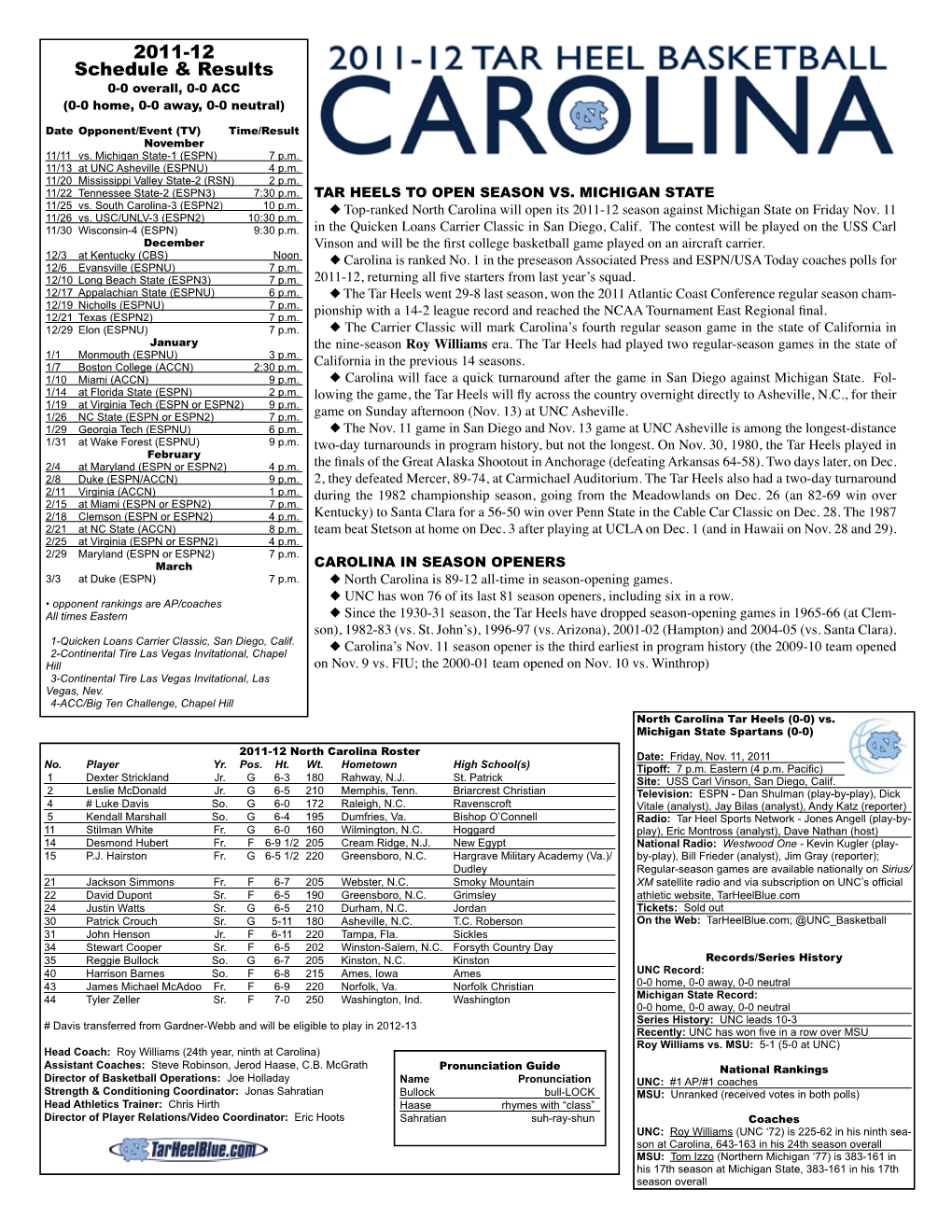 2011-12 Schedule & Results