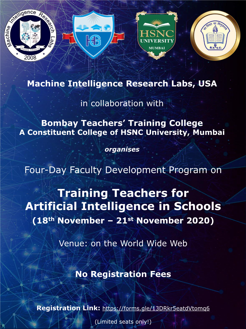 Training Teachers for Artificial Intelligence in Schools (18Th November – 21St November 2020)