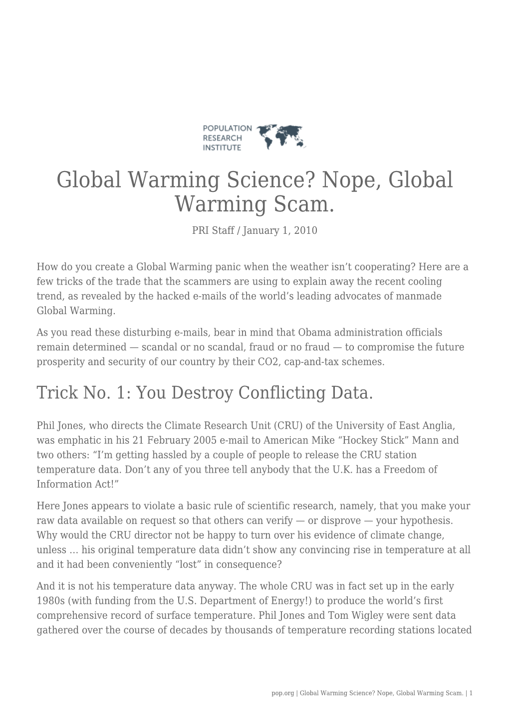 Global Warming Science? Nope, Global Warming Scam