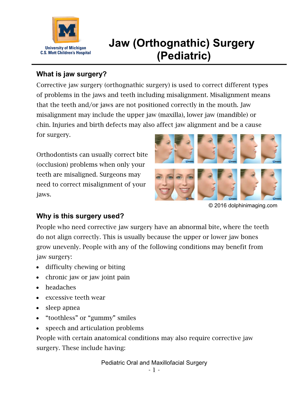 Jaw (Orthognathic) Surgery (Pediatric)