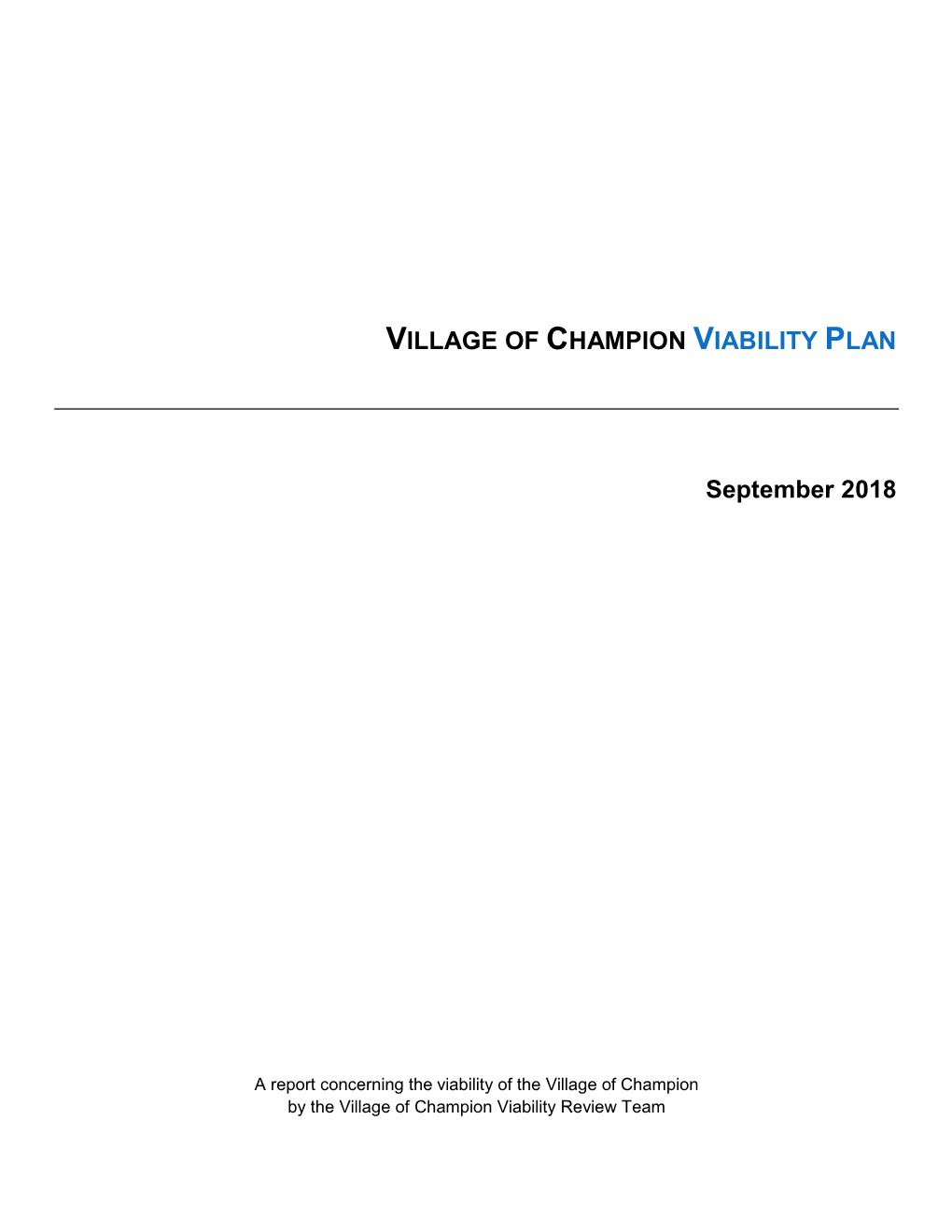 Village of Champion Viability Plan