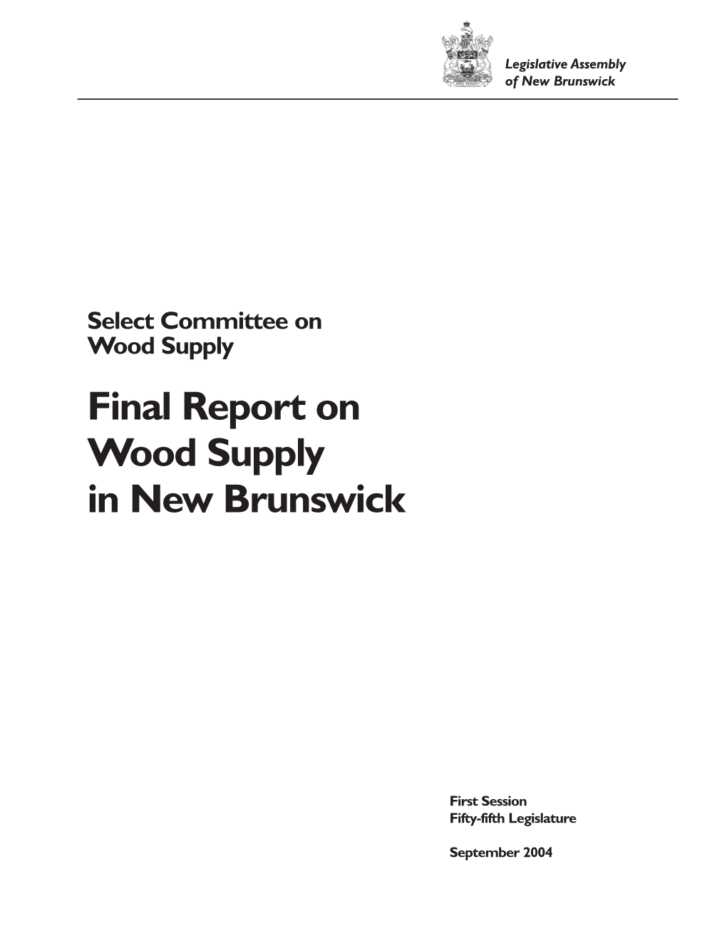 Final Report on Wood Supply in New Brunswick