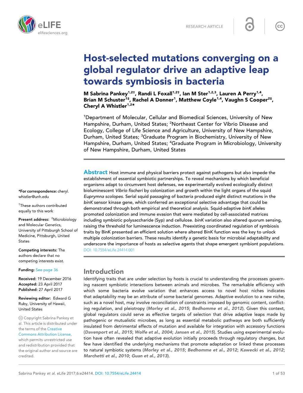 Host-Selected Mutations Converging on a Global Regulator Drive An