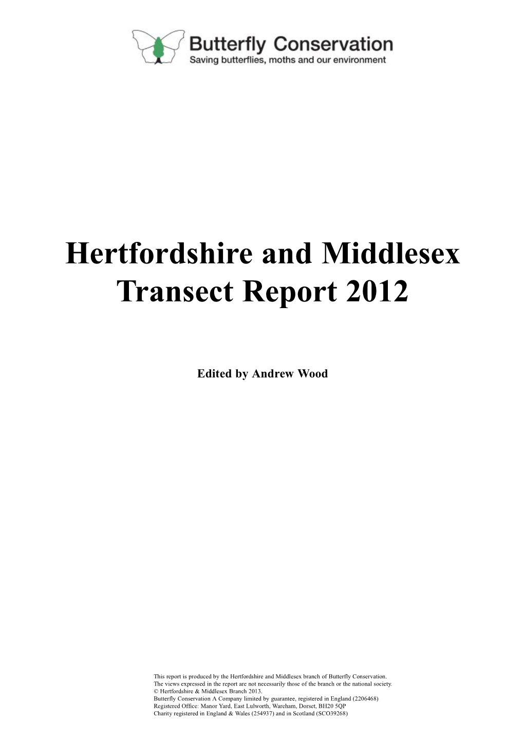 Hertfordshire and Middlesex Transect Report 2012