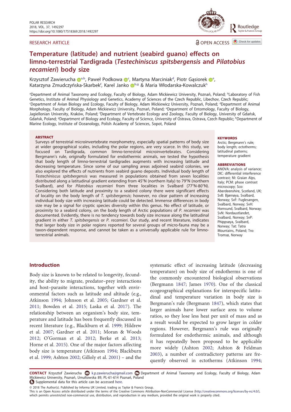 Temperature (Latitude) and Nutrient (Seabird Guano) Effects on Limno