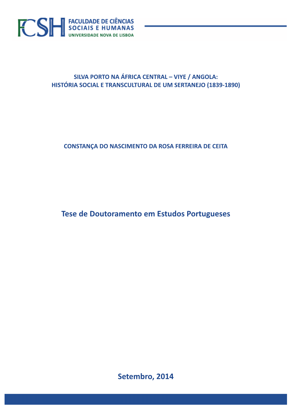 Setembro, 2014 Tese De Doutoramento Em Estudos