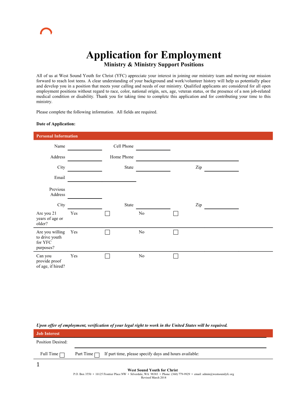 Please Complete the Following Information. All Fields Are Required