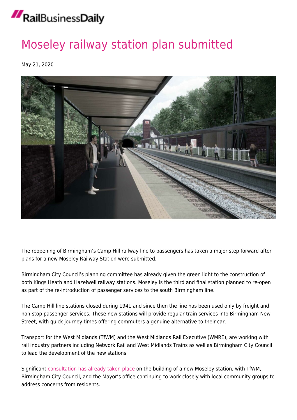 Moseley Railway Station Plan Submitted