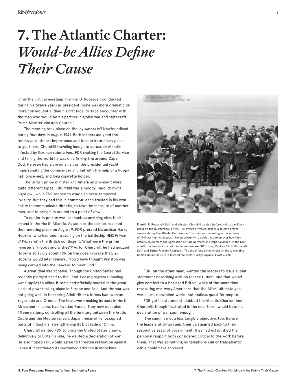 7. the Atlantic Charter: Would-Be Allies Define Their Cause