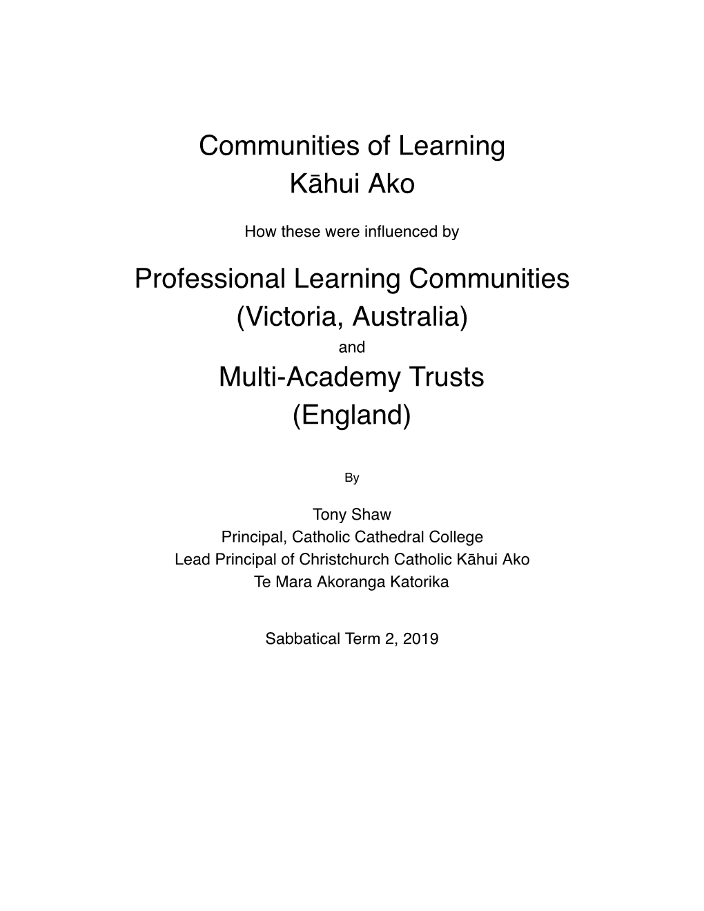 Communities of Learning Kāhui Ako Professional