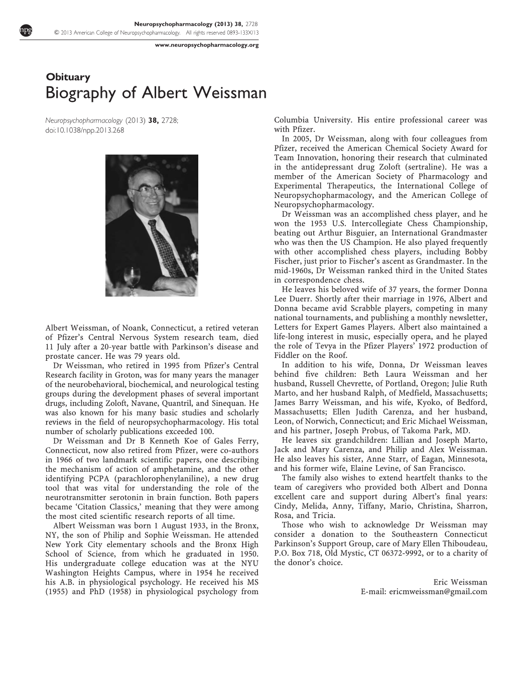 Biography of Albert Weissman
