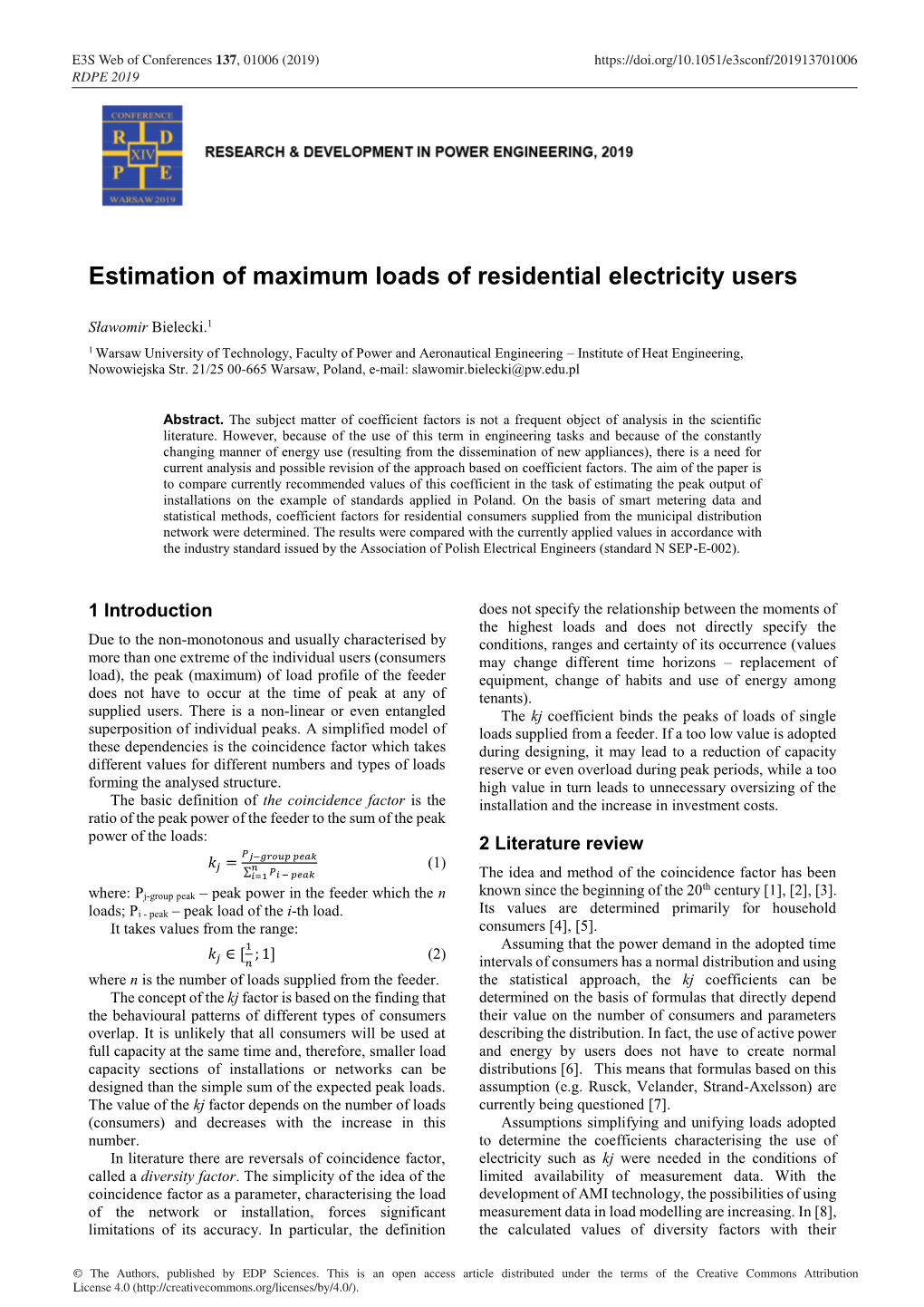 Estimation of Maximum Loads of Residential Electricity Users