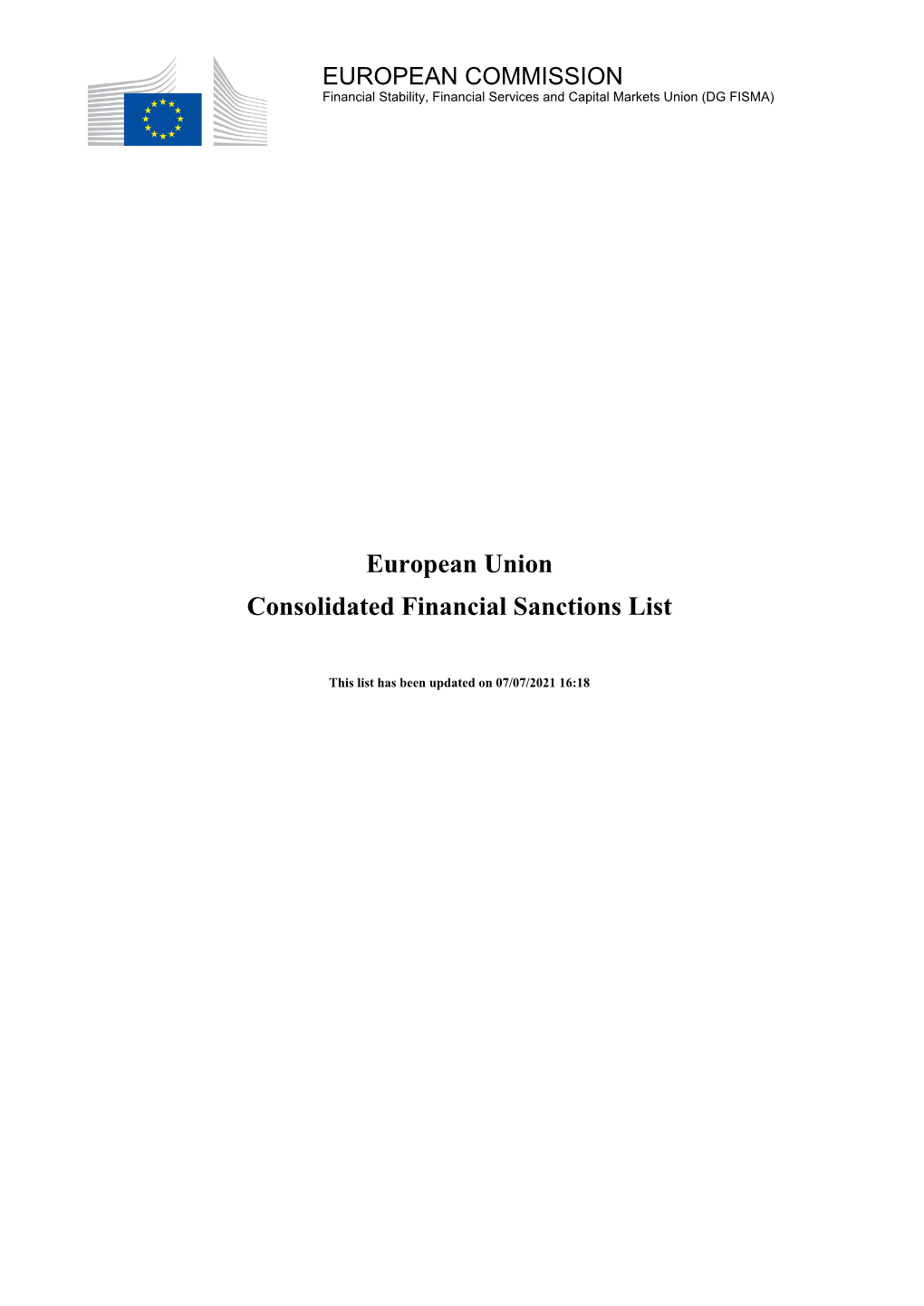 European Union Consolidated Financial Sanctions List