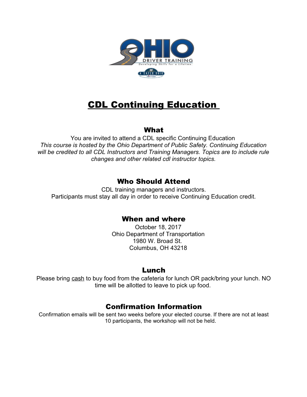 CDL Continuing Education