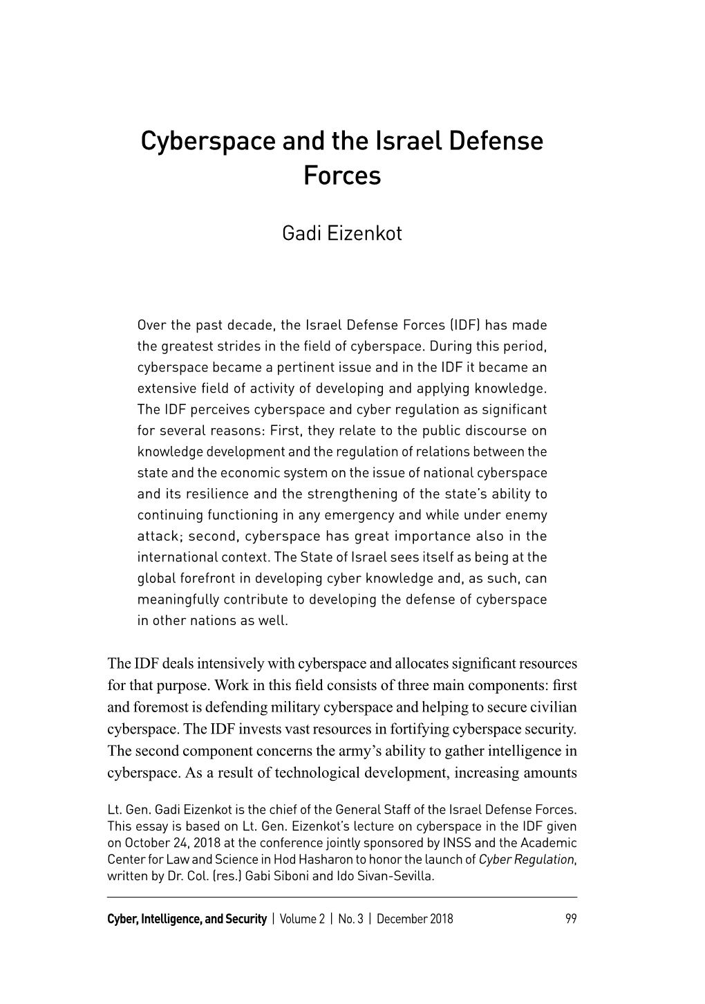 Cyberspace and the Israel Defense Forces