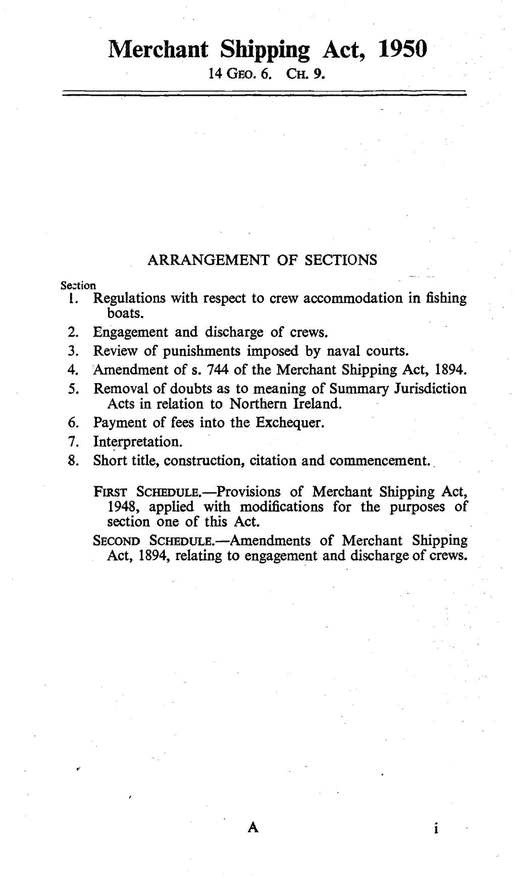 Merchant Shipping Act, 1950 14 Geo