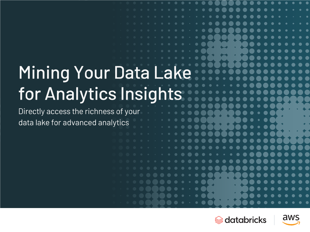 Mining Your Data Lake for Analytics Insights Directly Access the Richness of Your Data Lake for Advanced Analytics MINING YOUR DATA LAKE for 2 ANALYTICS INSIGHTS