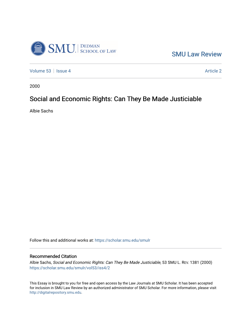 Social and Economic Rights: Can They Be Made Justiciable