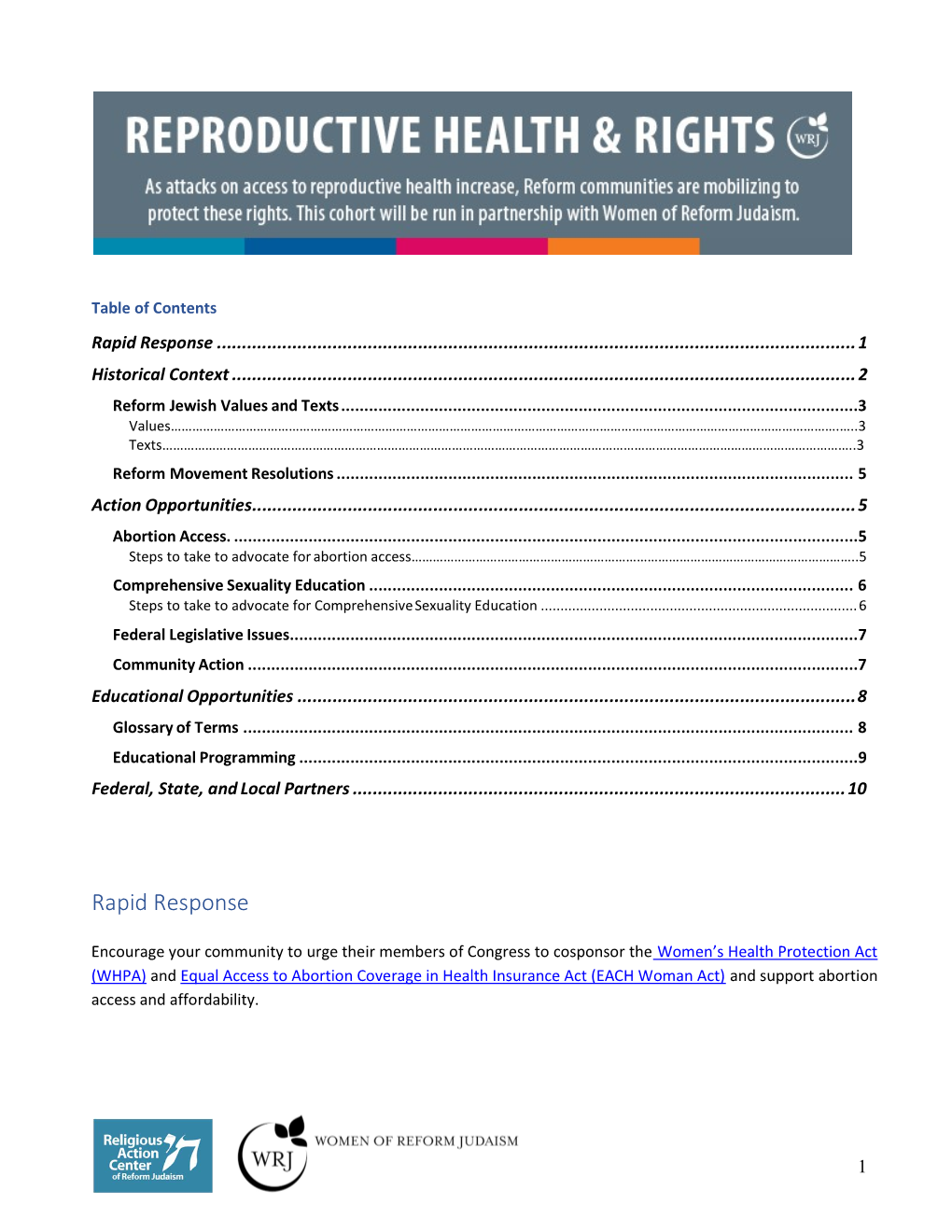 WRJ-RAC Reproductive Health & Rights