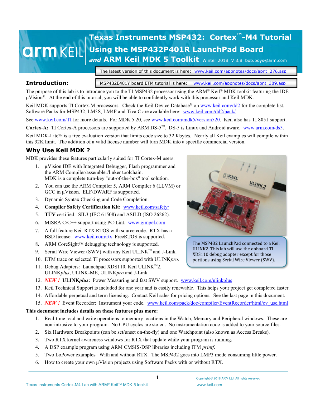 Texas Instruments MSP432: Cortex -M4 Tutorial