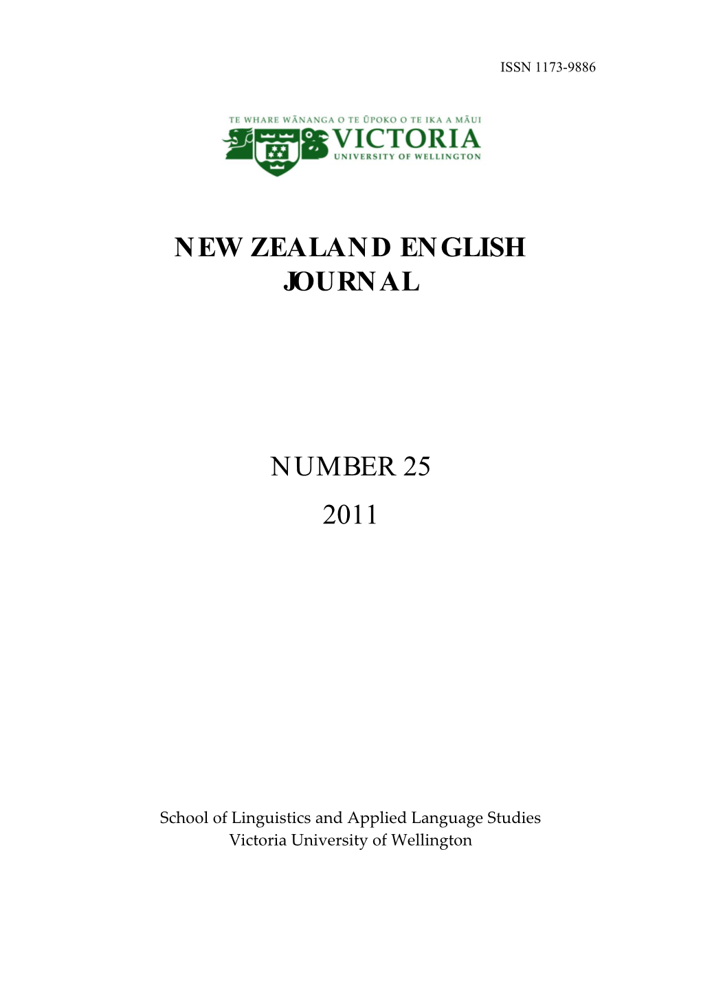 New Zealand English Journal Number 25 2011