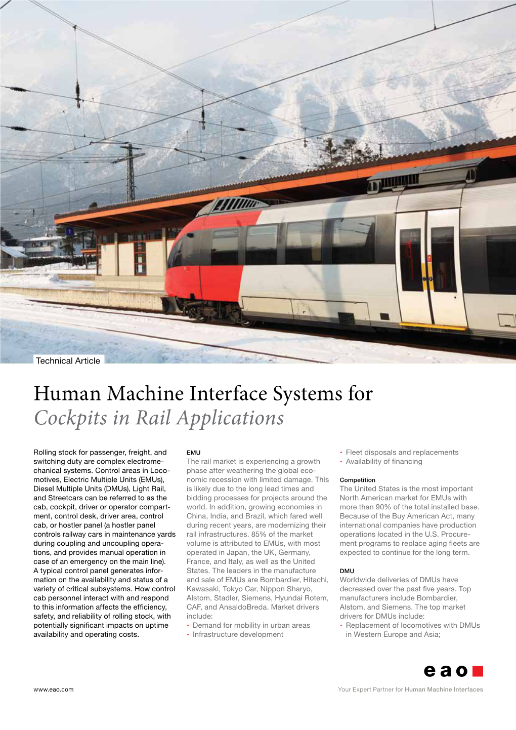 Human Machine Interface Systems for Cockpits in Rail Applications