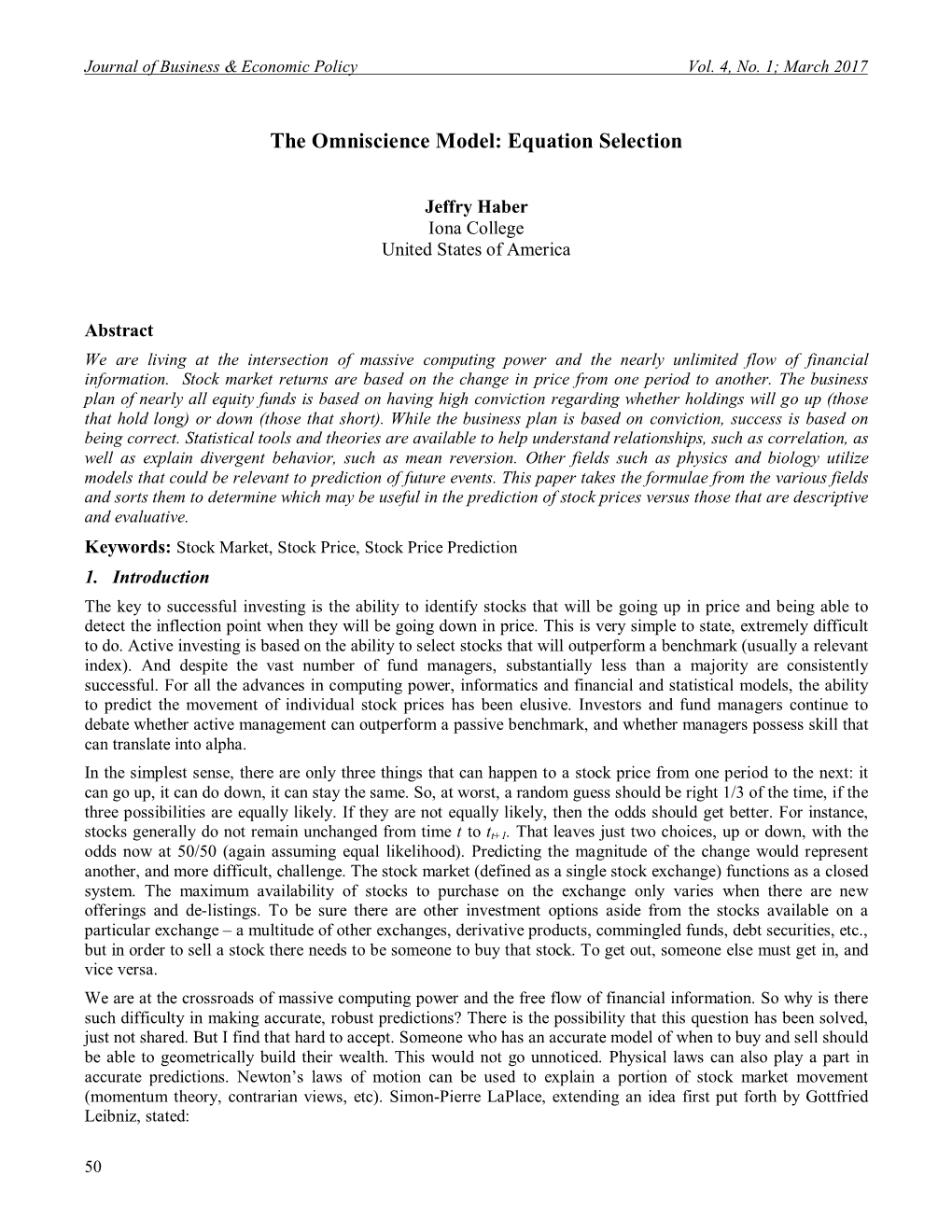 The Omniscience Model: Equation Selection