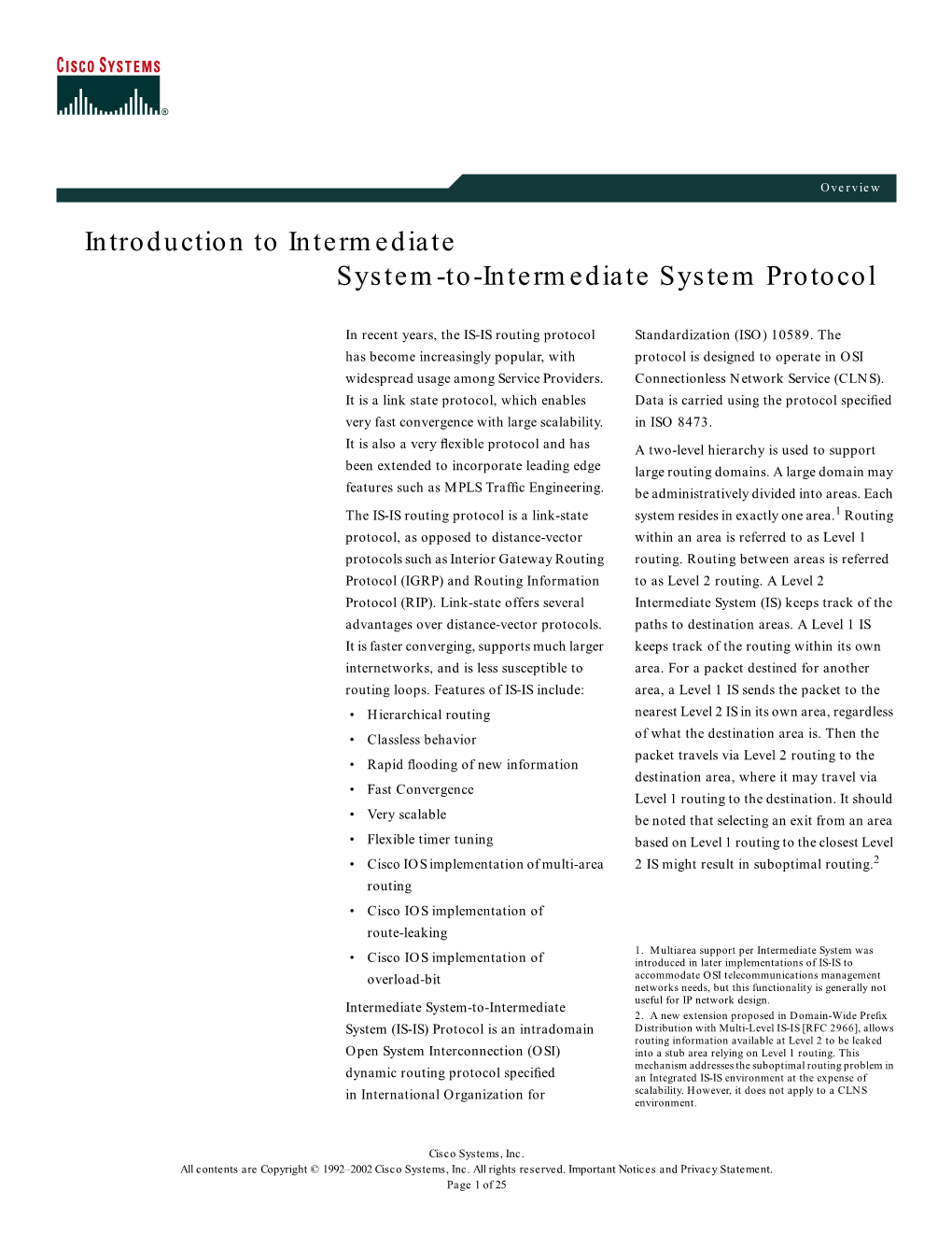 Introduction to Intermediate System-To-Intermediate System Protocol