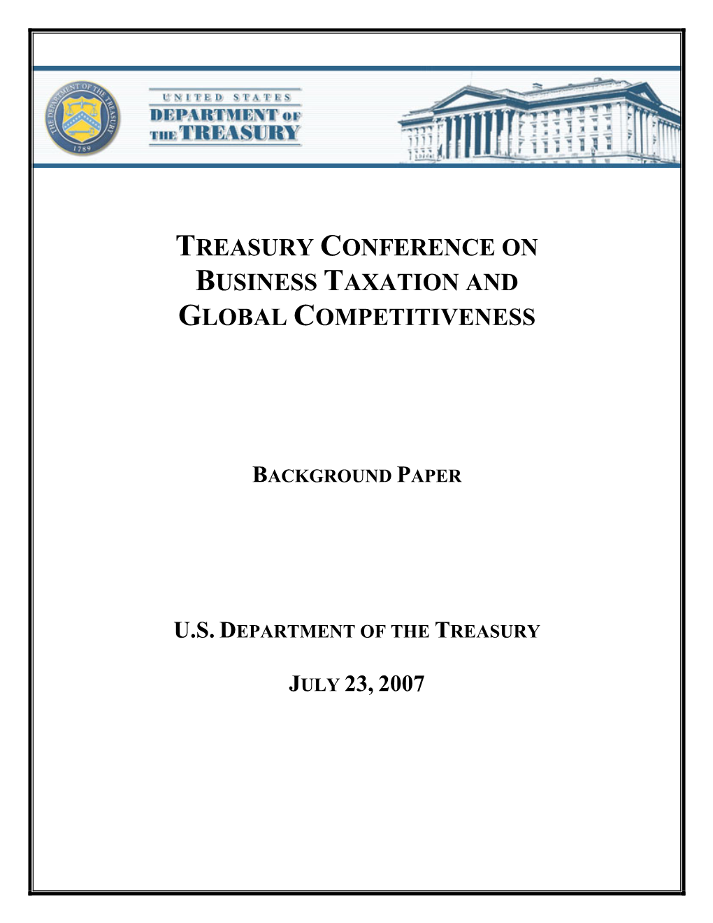 Treasury Conference on Business Taxation and Global Competitiveness