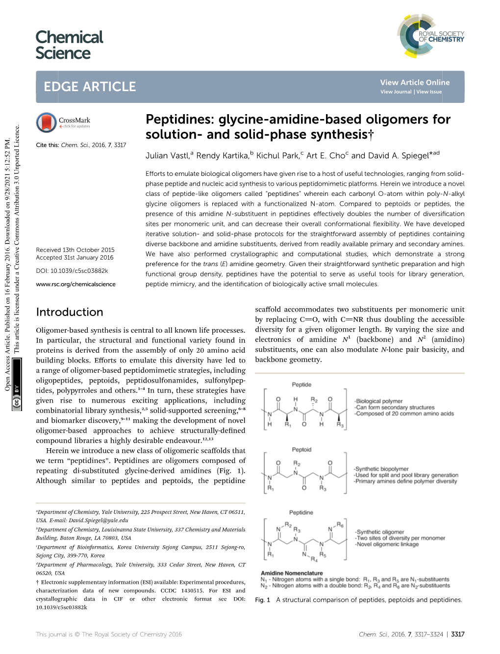 Glycine-Amidine-Based Oligomers for Solution- and Solid-Phase Synthesis† Cite This: Chem