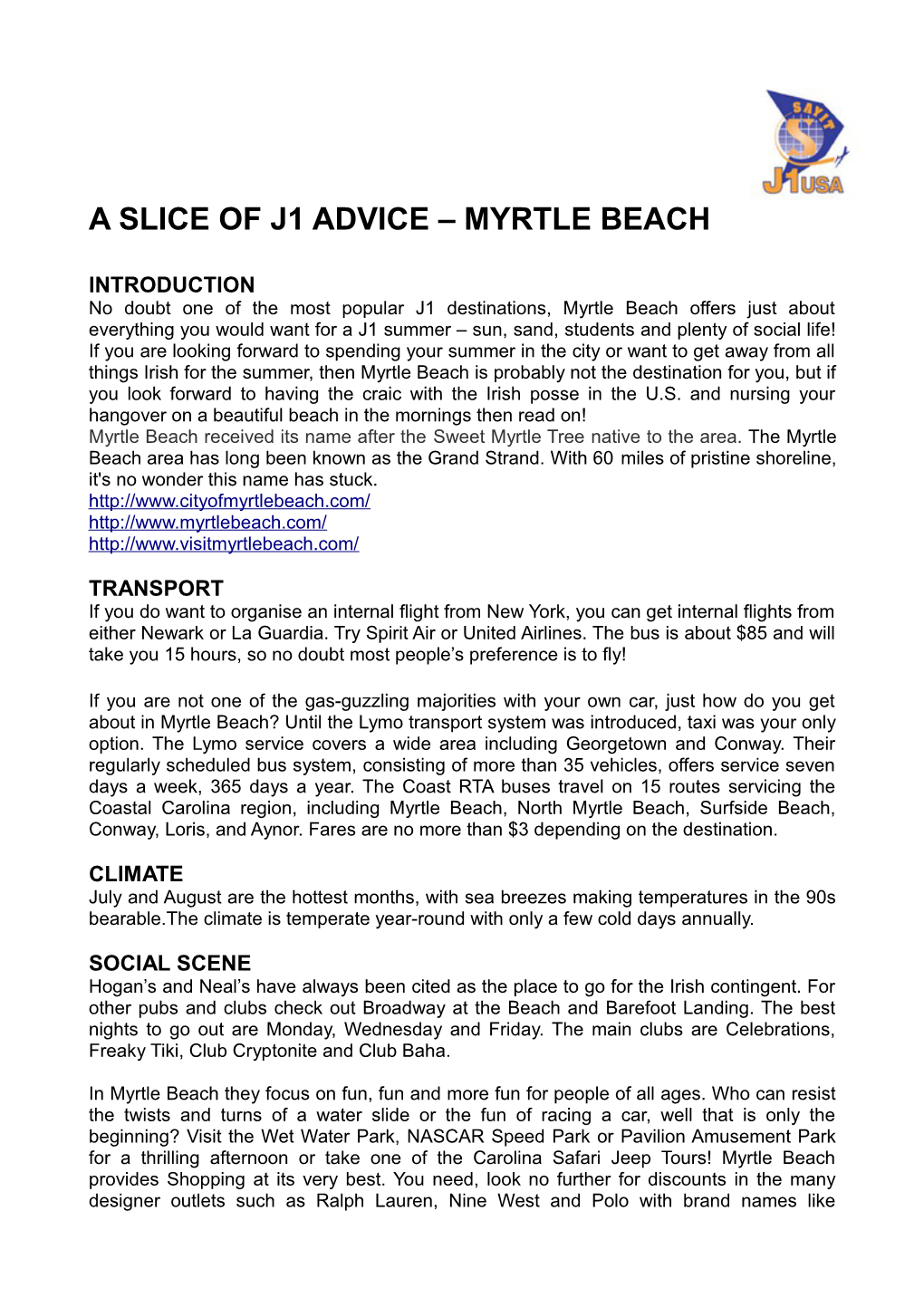 A Slice of J1 Advice Myrtle Beach