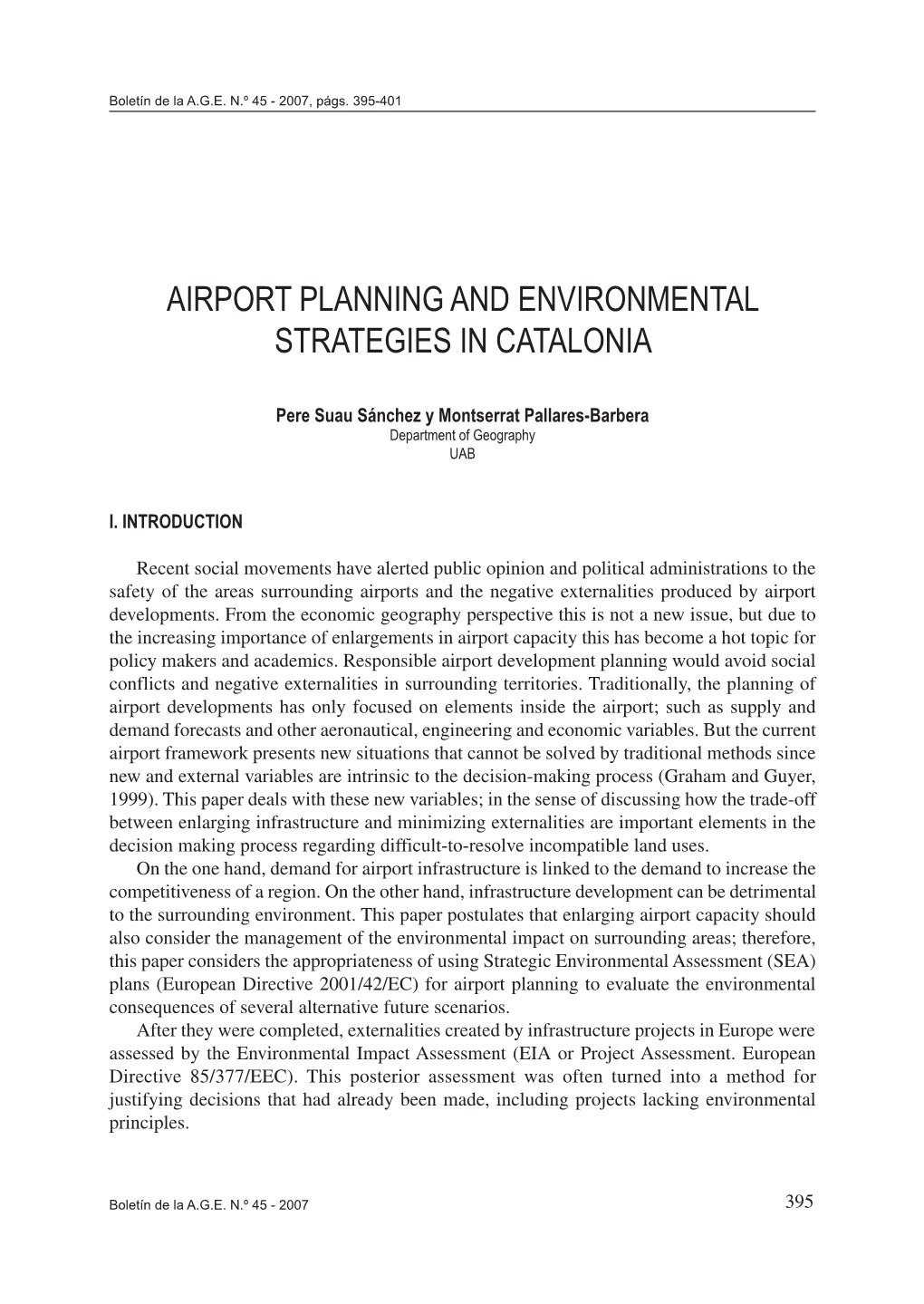 Airport Planning and Environmental Strategies in Catalonia