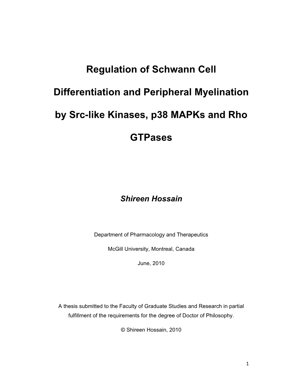 Regulation of Schwann Cell Differentiation and Peripheral