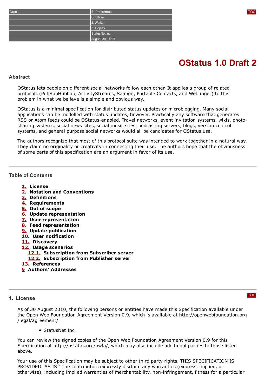 Draft: Ostatus 1.0 Draft 2