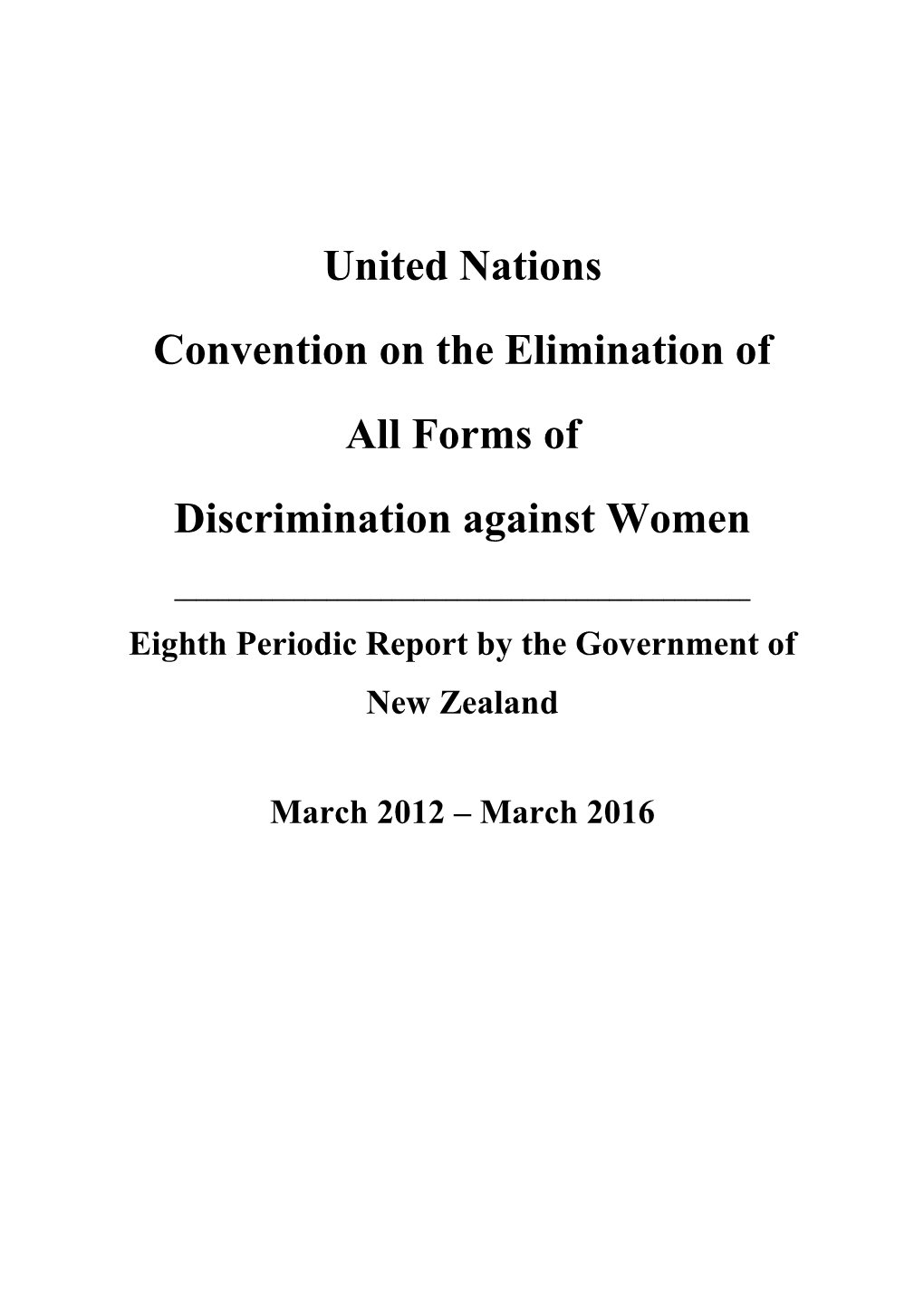 New Zealand's Eighth Periodic Report CEDAW