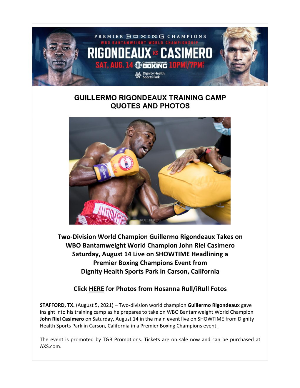 Guillermo Rigondeaux Training Camp Quotes and Photos