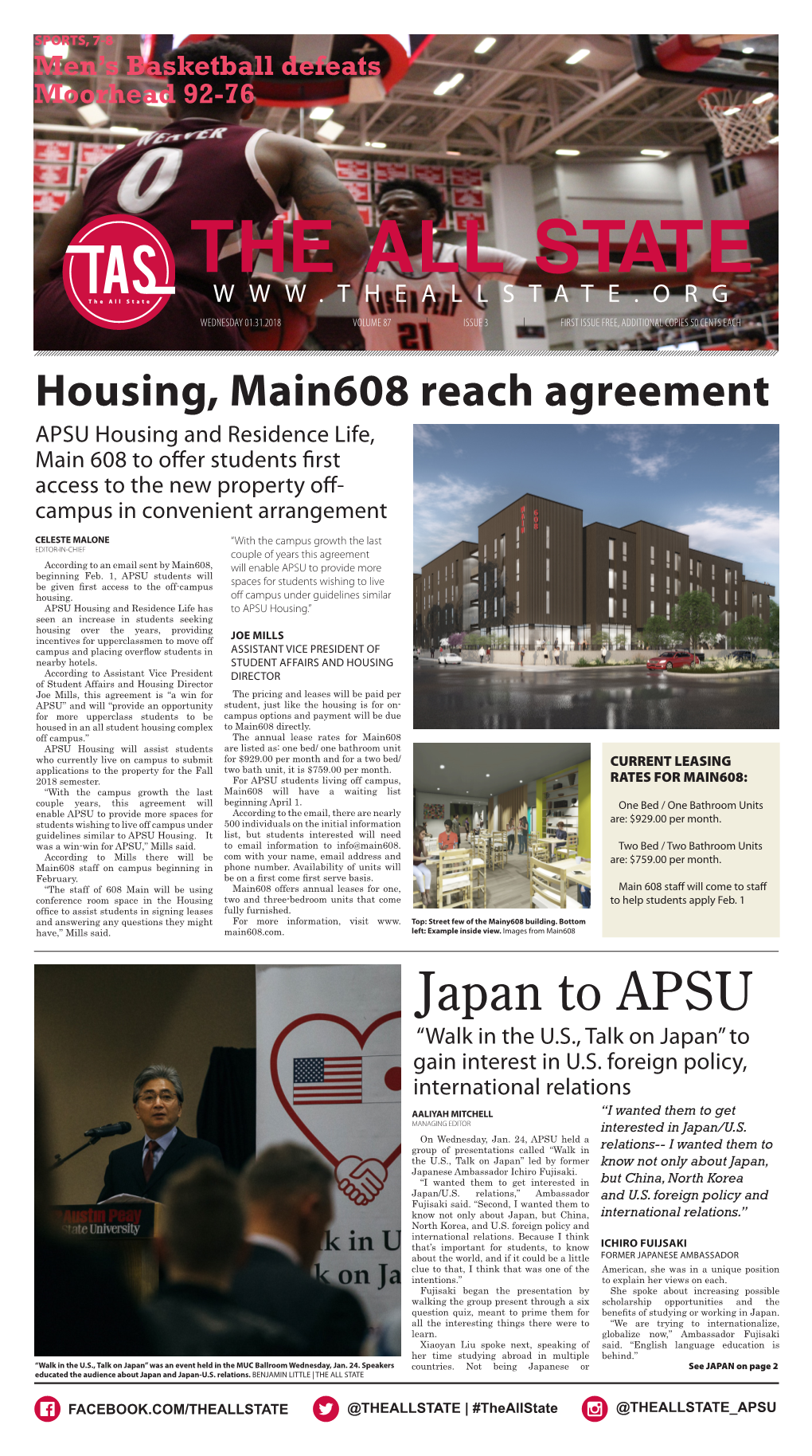 Japan to APSU “Walk in the U.S., Talk on Japan” to Gain Interest in U.S