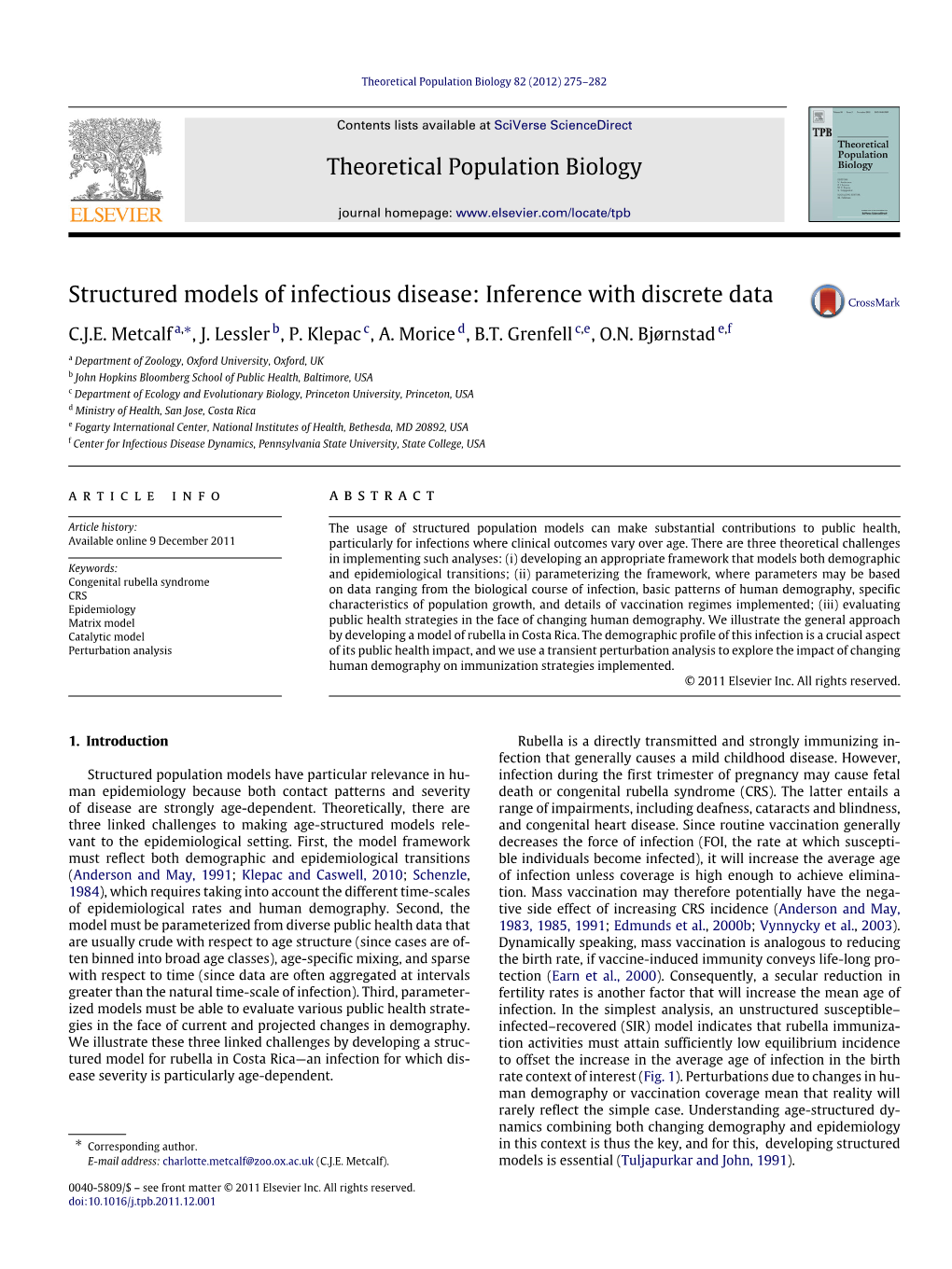 Structured Models of Infectious Disease: Inference with Discrete Data