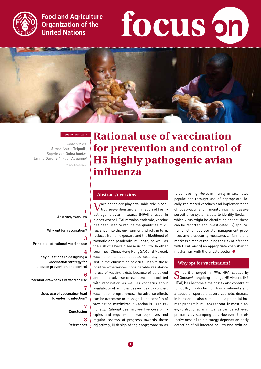 Rational Use of Vaccination for Prevention and Control of H5 Highly
