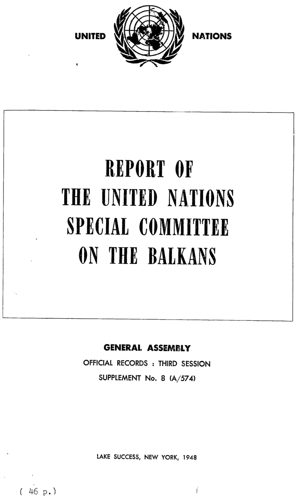 Report of the United Nations Special Committee on the Balkans