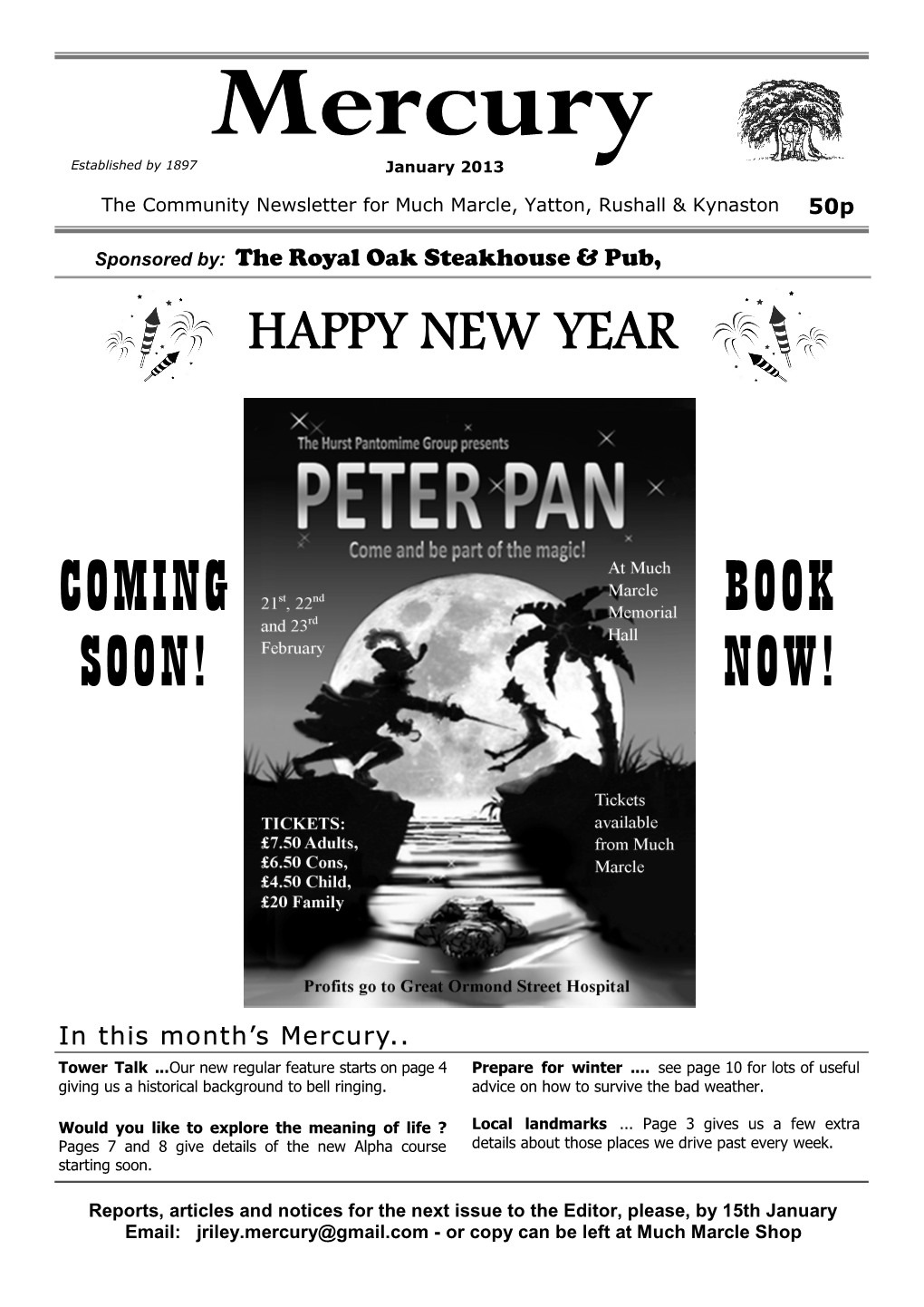 January 2013 the Community Newsletter for Much Marcle, Yatton, Rushall & Kynaston 50P