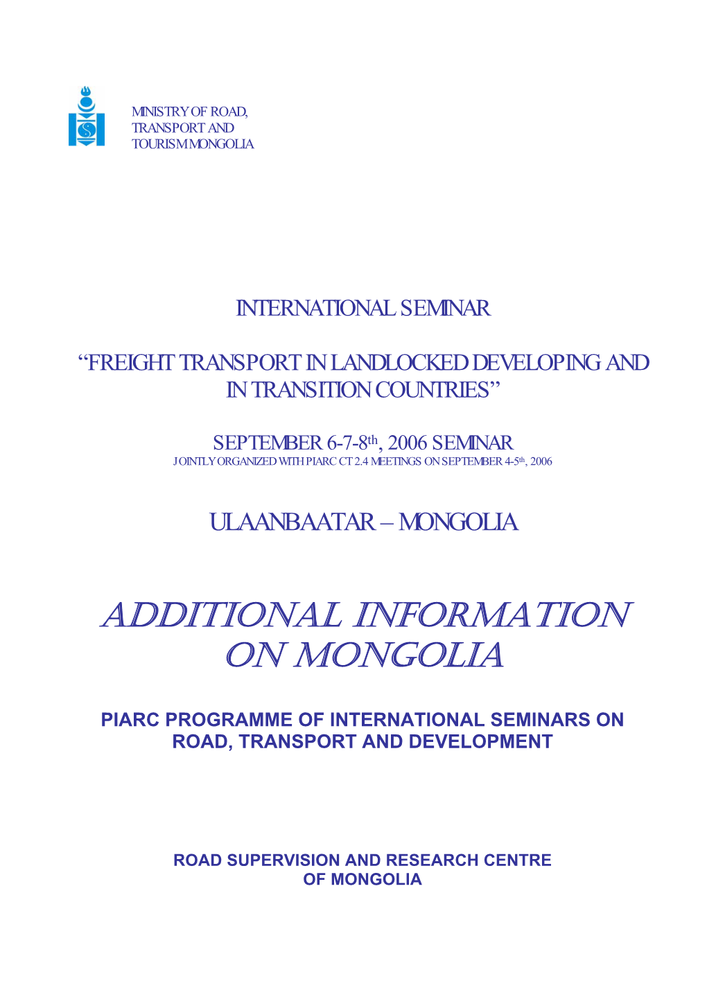 Additional Information on Mongolia
