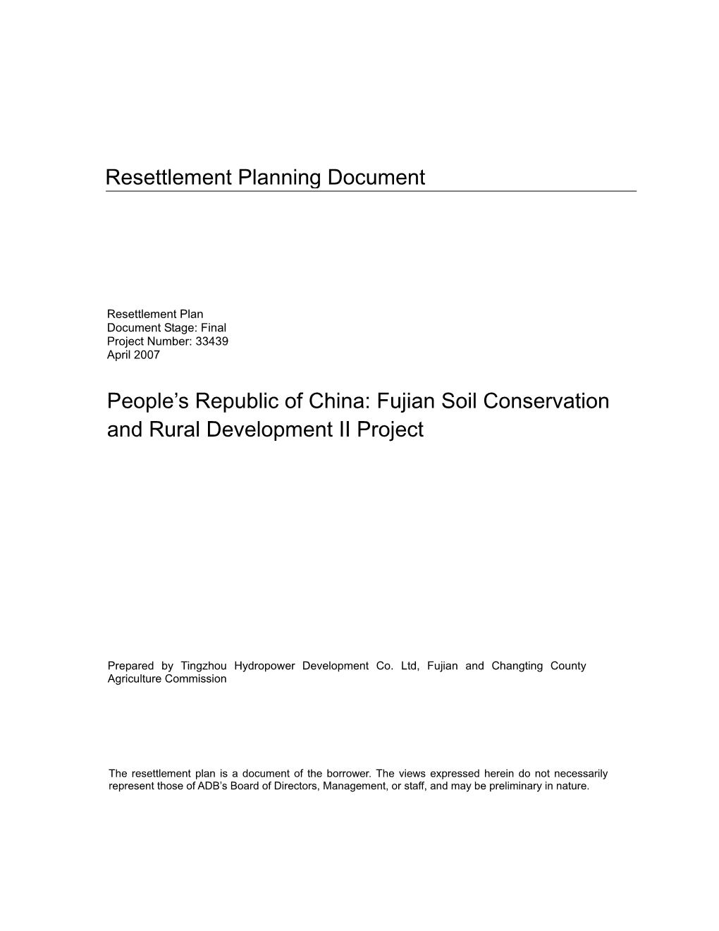 Fujian Soil Conservation and Rural Development II Project