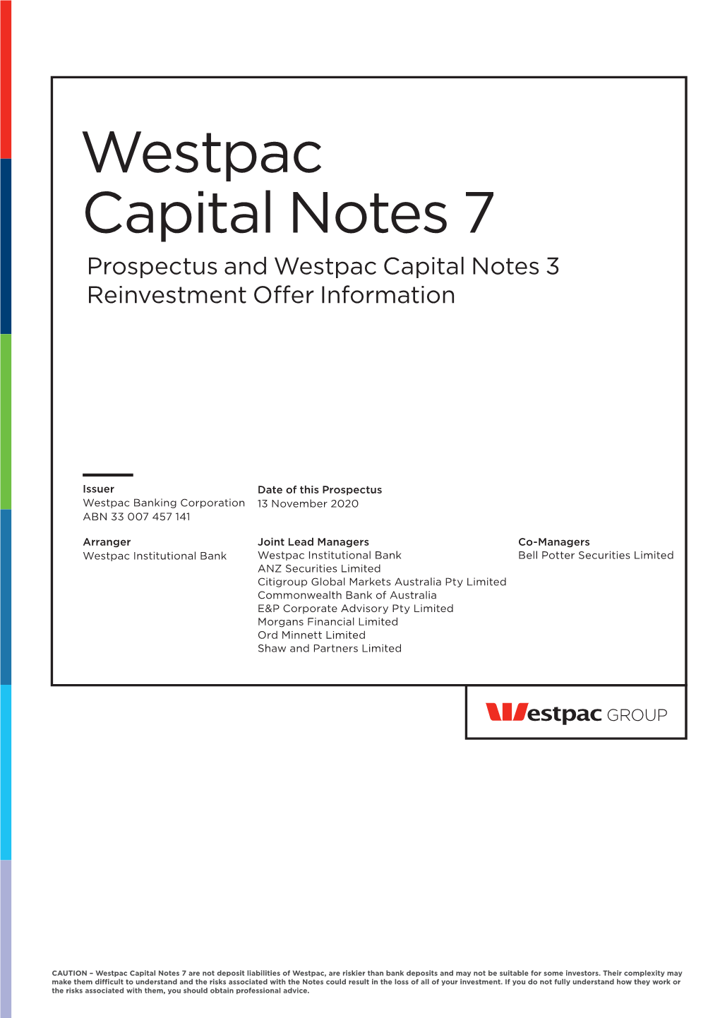Westpac Capital Notes 7 Prospectus and Westpac Capital Notes 3 Reinvestment Offer Information