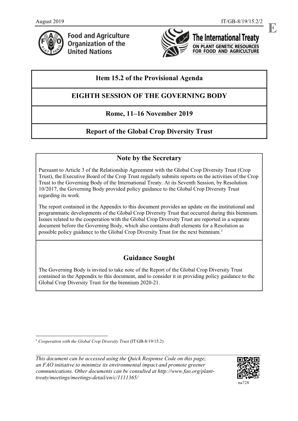 Item 15.2 of the Provisional Agenda EIGHTH SESSION of THE